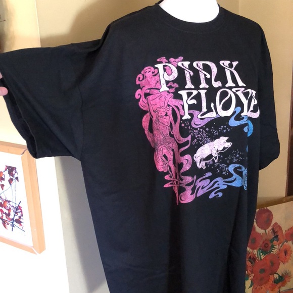 PINK FLOYD Size 2X Repro ‘73 Concert Tee Pig & WaterGirl GROOVY Rock-n-Roll NEW - Picture 10 of 10